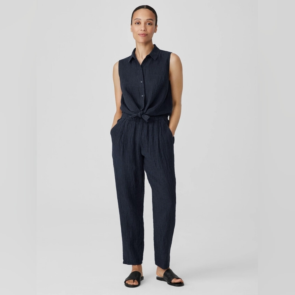 Eileen Fisher Puckered Organic Linen Pants Small